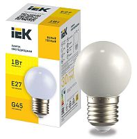 Лампа светодиодная декор. G45 1Вт шар тепл. бел. E27 230В IEK LLE-G45-1-230-WW-E27